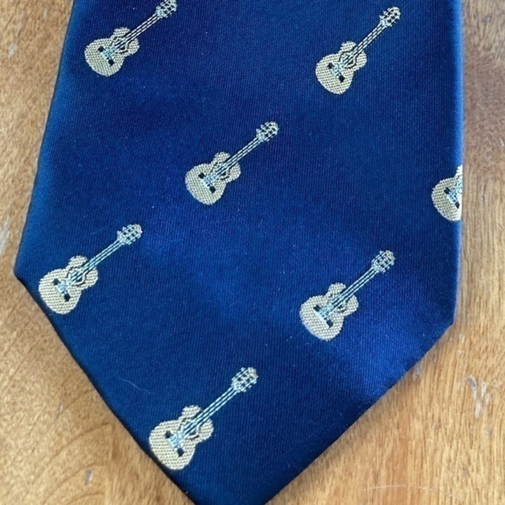 Navy Guitar Necktie - preloved but ready to rock!